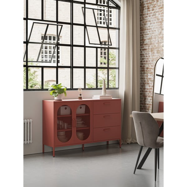 Cassettiera color mattone 140x90 cm Diora - Marckeric-image-1