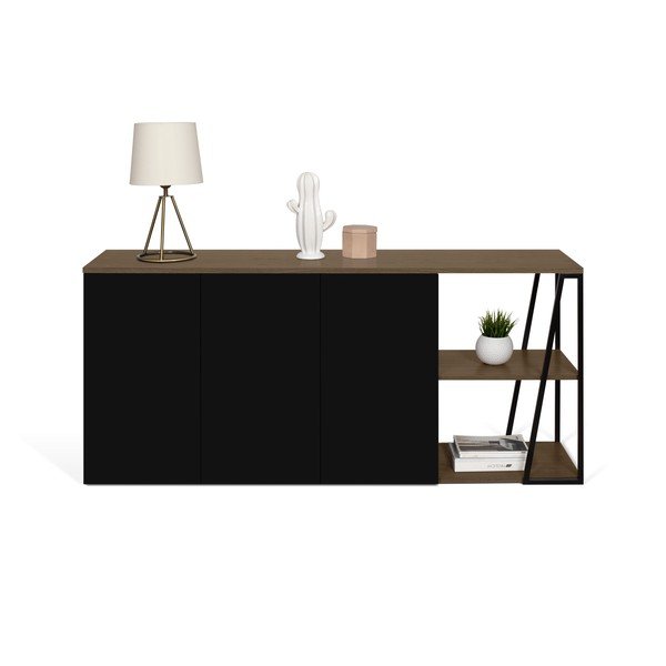 Cassettiera bassa nera 190x81 cm Albi - TemaHome-image-3
