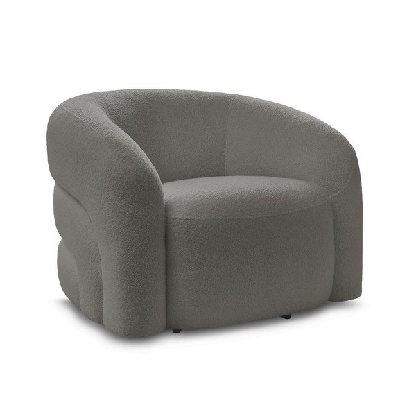 Poltrona grigia girevole con rivestimento in bouclé Elina – Bobochic Paris