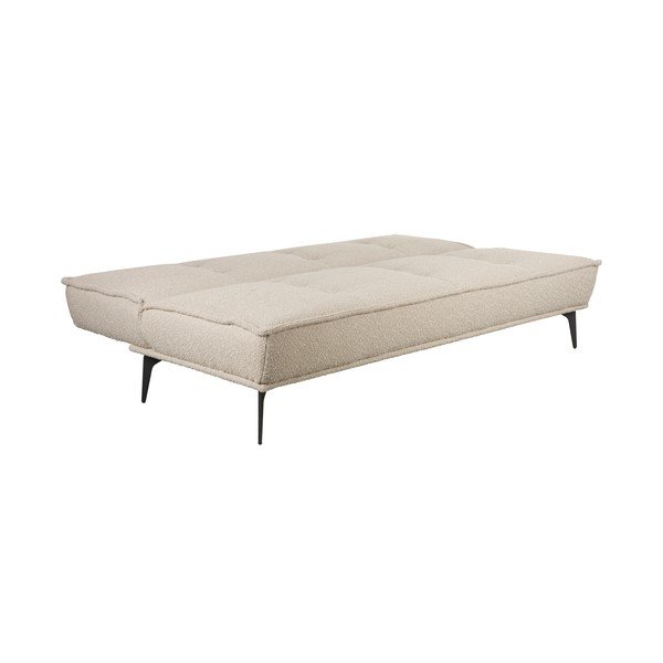 Divano beige allungabile con rivestimento in bouclé 184 cm Cielke – White Label-image-3