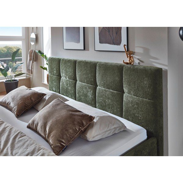 Letto matrimoniale imbottito color kaki con contenitore con rete inclusa 180x200 cm Nova – Meise Möbel-image-2