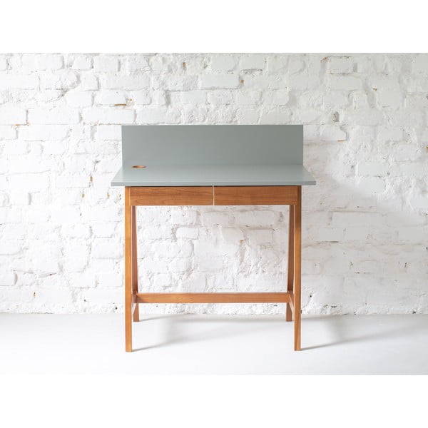 Scrivania grigia con base in frassino, lunghezza 110 cm Luka Oak - Ragaba-image-1