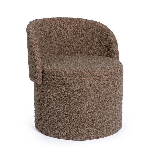 Poggiapiedi grigio tortora con rivestimento in bouclé Anthea – Yes Everyday