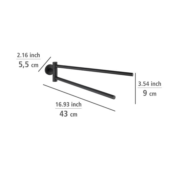 Portasciugamani autoportante in acciaio inox nero opaco Bosio - Wenko-image-1
