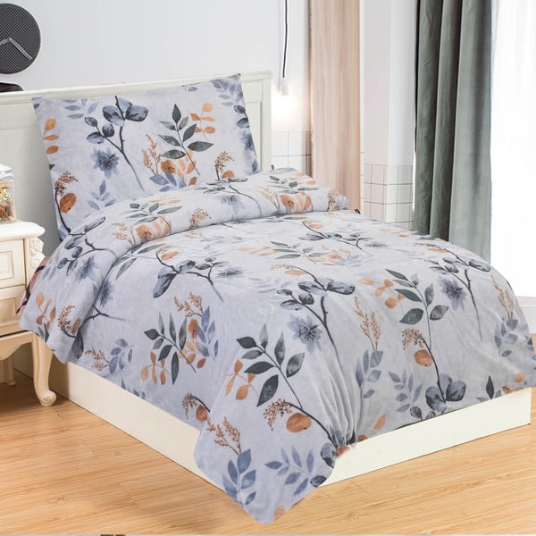 Set copripiumino e federa blu polveroso in micropile per letto singolo 140x200 cm Greta – My House