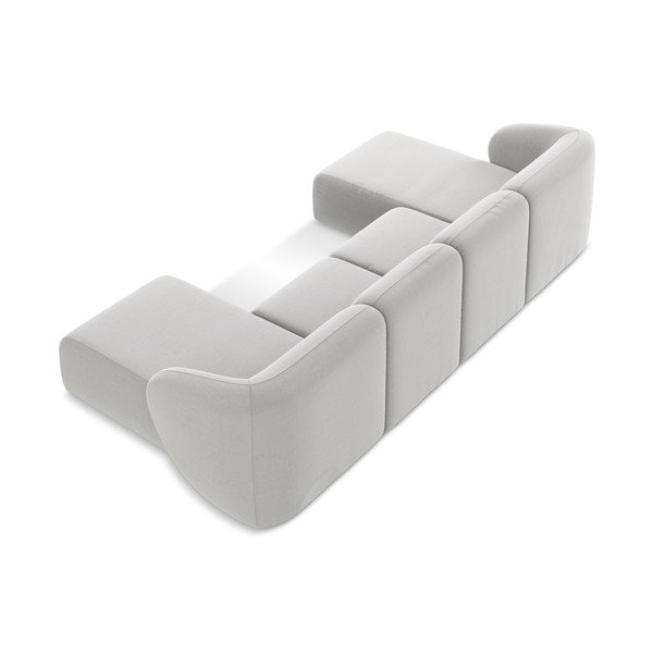 Divano angolare grigio chiaro (a U) con rivestimento in velluto Lani – Makamii-image-3