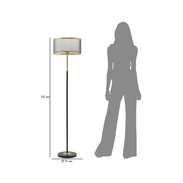 Lampada da terra nera/dorata con paralume in tessuto (altezza totale 153 cm) Levels – Mauro Ferretti-image-4