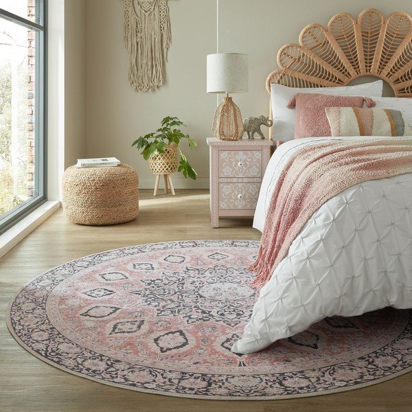Tappeto rotondo lavabile rosa ø 180 cm FOLD Somerton - Flair Rugs-image-1