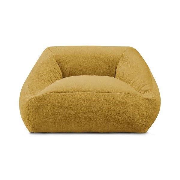Puof a sacco giallo con rivestimento in pelliccia sintetica Lilibet – Bobochic Paris-image-3