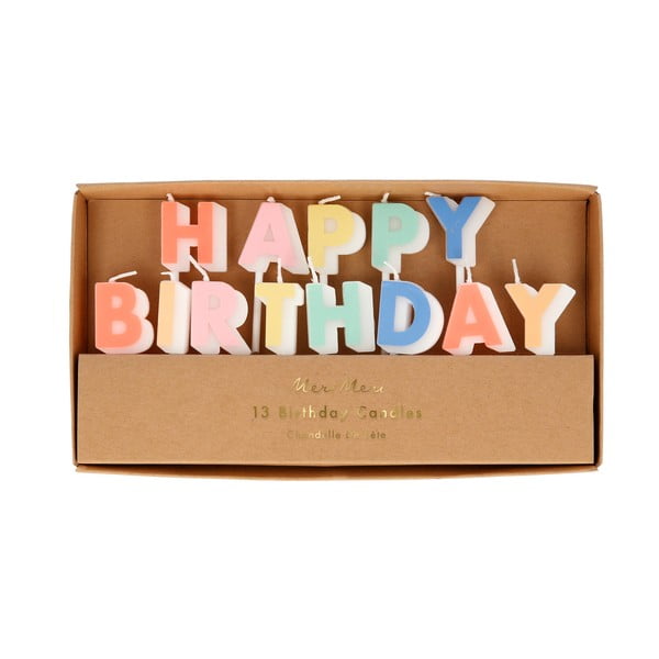 Candele per torta in set da 13 pezzi Happy Birthday - Meri Meri