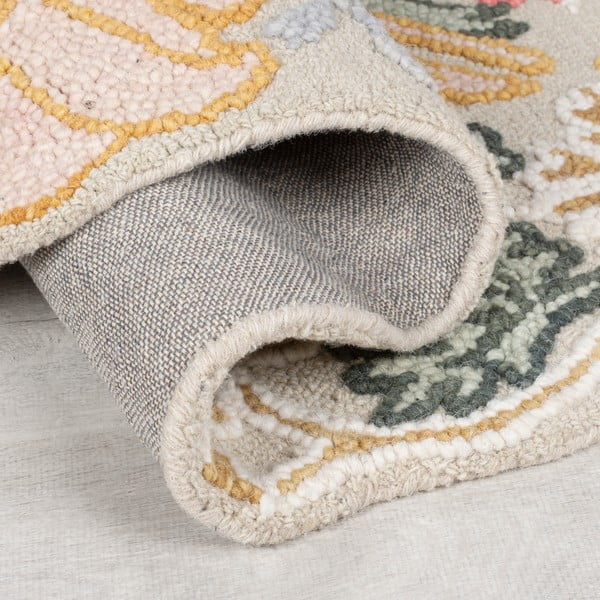 Tappeto in lana rosa chiaro tessuto a mano 120x170 cm Daphne Shaped Floral - Flair Rugs-image-3