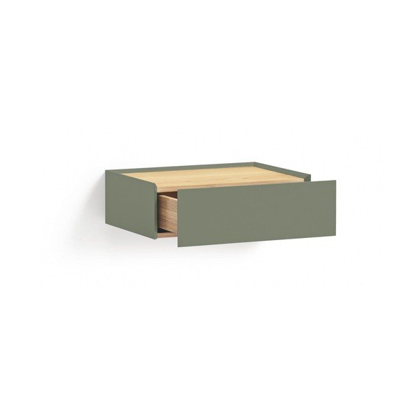 Comodino verde con piano effetto rovere da parete Arista – Teulat-image-4