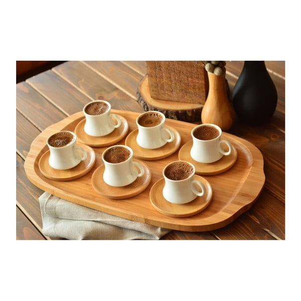 Set di 6 tazze in porcellana con piattini in bambù Largi - Bambum-image-2