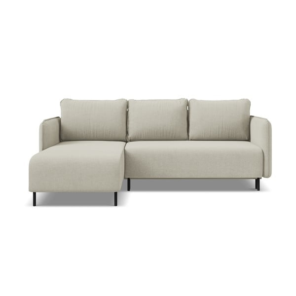 Divano letto beige con contenitore divano angolare (angolo sinistro) Luana - Makamii