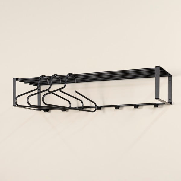 Attaccapanni da parete nero in metallo con scaffale 100 cm Rex – Spinder Design-image-4