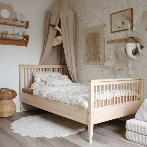 Tappeto per bambini color crema in cotone lavabile e tessuto a mano ø110 cm Gabrielle – Nattiot-image-2