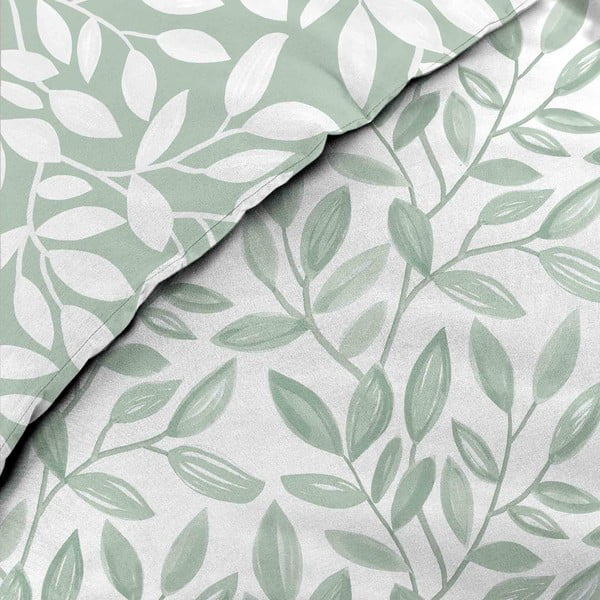 Set copripiumino e federa bianco/verde in microfibra per letto matrimoniale ed esteso 240x220 cm Sequoia – douceur d'intérieur-image-2
