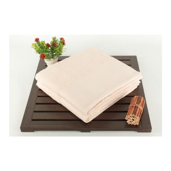 Set di 2 asciugamani rosa cipria 100% cotone Patricia, 50 x 90 cm - Foutastic