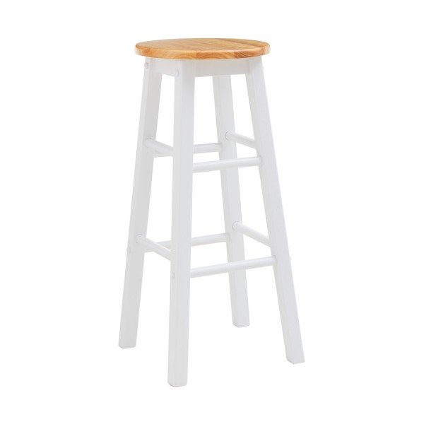Sedia da bar bianca/di colore naturale in legno di cauciù massiccio (altezza della seduta 74 cm) Chester – Premier Housewares