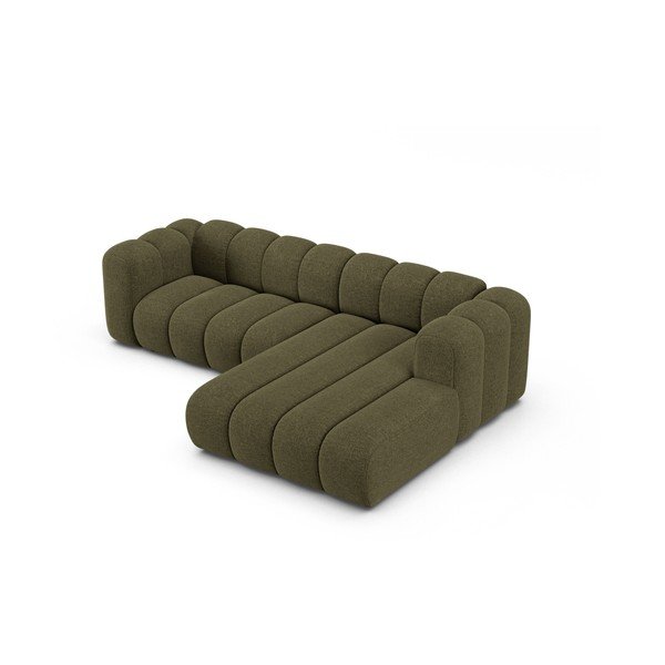Divano angolare verde (con penisola a destra/con chaise lounge) con rivestimento in ciniglia Lupine – Micadoni -image-2