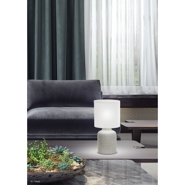 Lampada da tavolo grigia con paralume in tessuto (altezza 32 cm) Iner - Candellux Lighting-image-1