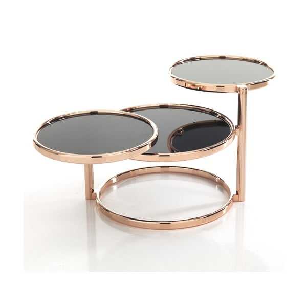 Tavolino girevole in rame con piano nero , ⌀ 50 cm Tree Rings Cooper - Tomasucci-image-2