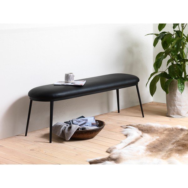 Panca nera in similpelle Gain - Unique Furniture-image-1