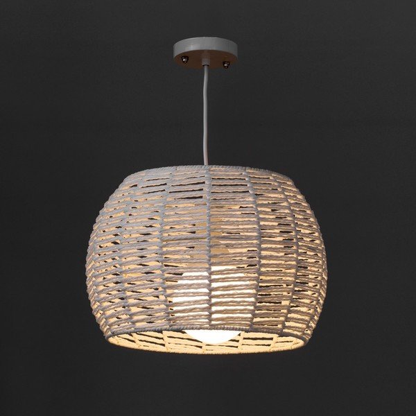 Lampada da soffitto bianca con paralume in bambù ø 35 cm - Casa Selección-image-1