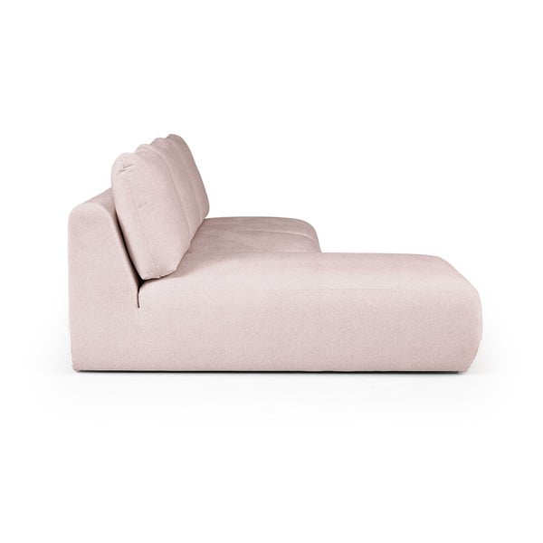 Divano angolare rosa chiaro (con penisola a sinistra e chaise lounge) rivestito in bouclé Mirel – Rodier-image-3
