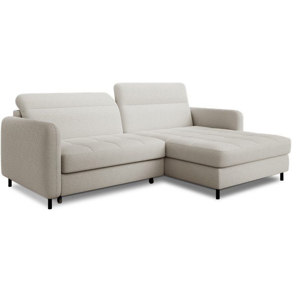 Divano angolare color crema allungabile/con contenitore (con penisola a destra/con chaise lounge) e rivestimento in bouclé Gomsi – ELTAP-image-2