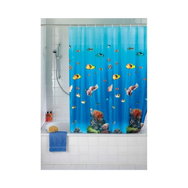 Tenda da doccia blu Ocean, 180 x 200 cm Peva - Wenko-image-1