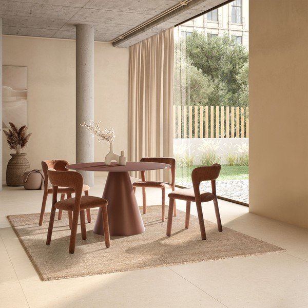 Sedia da pranzo color terracotta imbottito Lilia – MOME-image-2