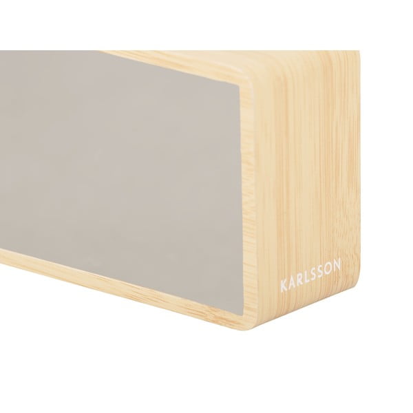 Sveglia a LED in argento e specchio in legno chiaro - Karlsson-image-3