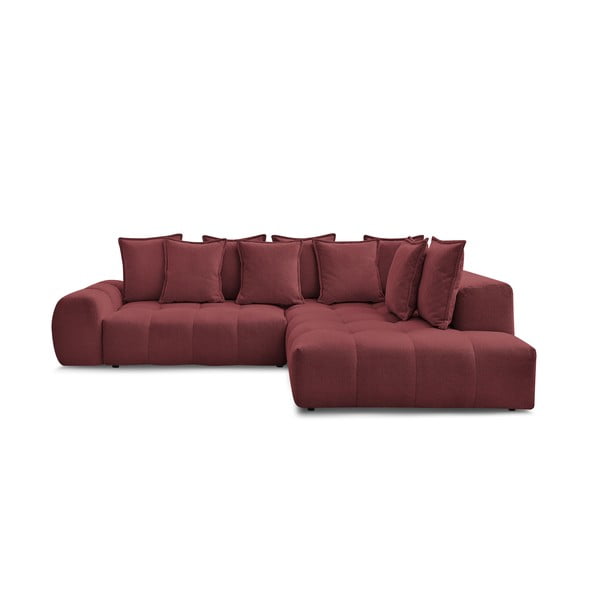 Divano angolare burgundy allungabile e con contenitore (penisola a destra/a L) con rivestimento in ciniglia Everest – Bobochic Paris
