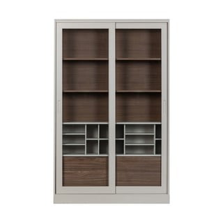 Vetrina in legno di pino grigio chiaro/naturale con ante scorrevoli 125x200 cm James - WOOOD