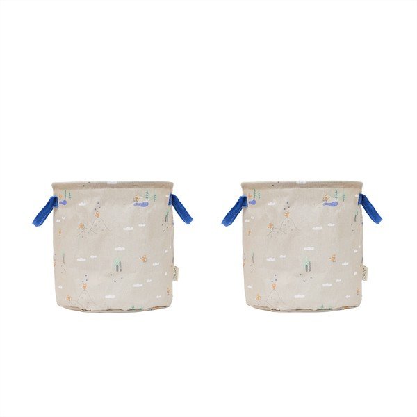 Ceste per giochi in set da bambini beige in tessuto 2 pz ø 32x32 cm Foxy – OYOY Mini
