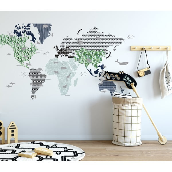 Adesivo murale Mappa blu navy, 120 x 70 cm - Dekornik-image-3