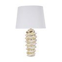 Lampada da tavolo bianca/dorata in ceramica con paralume in tessuto (altezza totale 53 cm) Glam Space – Mauro Ferretti
