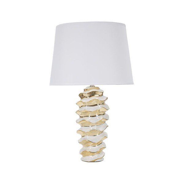 Lampada da tavolo bianca/dorata in ceramica con paralume in tessuto (altezza totale 53 cm) Glam Space – Mauro Ferretti