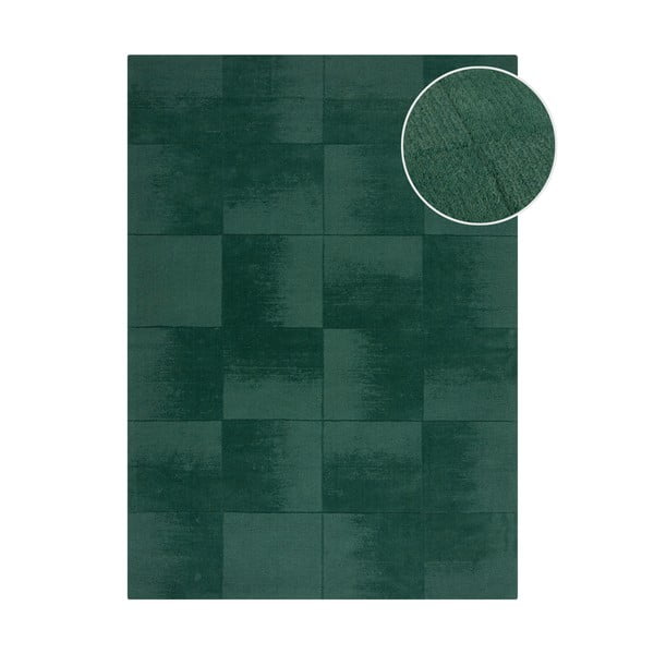 Tappeto in lana tessuto a mano color petrolio 160x230 cm Demi Check Ombre - Flair Rugs