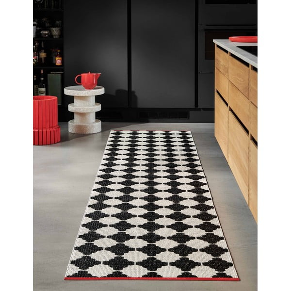 Passatoia da interno/esterno bianca e nera 70x225 cm Marre Black Coral  – Pappelina-image-1