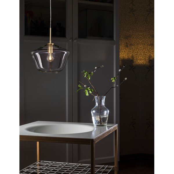 Lampadario dorato in vetro con paralume in vetro ø 30 cm Prisma – Nova Luce-image-2