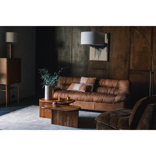 Divano marrone cognac con rivestimento in pelle 214 cm Douglas – Dutchbone-image-1