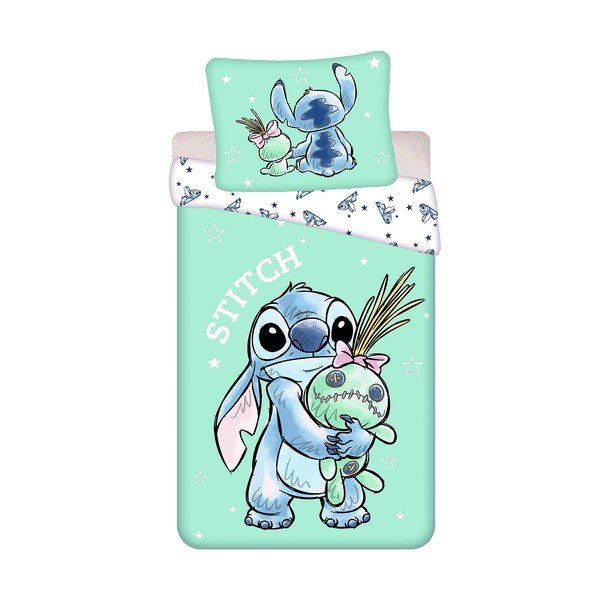 Set copripiumino e federa da bambini color menta in cotone per letto singolo 140x200 cm Lilo & Stitch "Buddies" – Jerry Fabrics