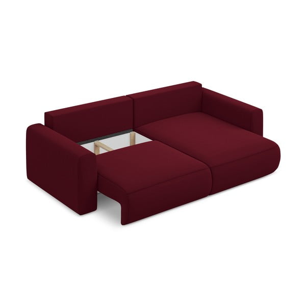 Divano angolare burgundy allungabile/con contenitore (con penisola a destra/con chaise lounge) con rivestimento in velluto Kapua – Makamii-image-4
