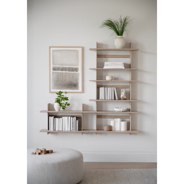 Mensola colore naturale chiaro con effetto rovere con ripiani multipli 75 cm Westlock – Rowico-image-3