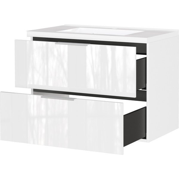 Mobile da lavabo bianco lucido da appendere 81x61 cm Celano – Germania-image-3