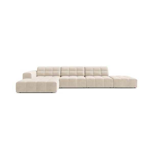 Divano angolare color crema (con penisola a sinistra/con chaise lounge) con rivestimento in velluto Chicago – Cosmopolitan Design