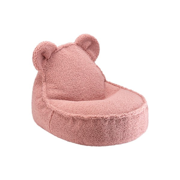 Pouf a sacco per bambini rosa con rivestimento in bouclé Bear – Wigiwama
