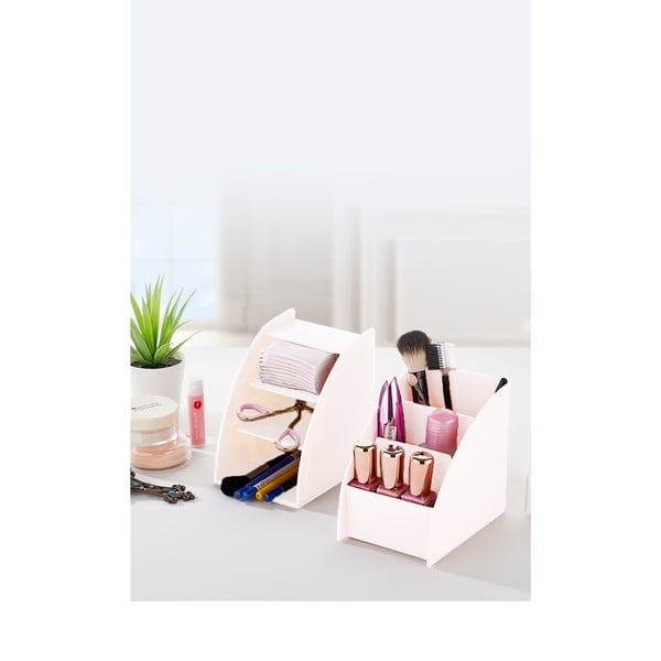 Organizer da bagno in plastica rosa per cosmetici - Hermia-image-1